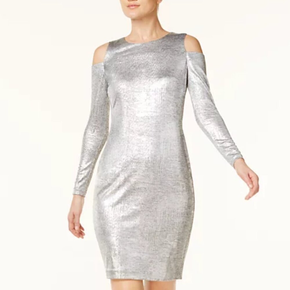 CALVIN KLEIN Petite Shoulder Cutouts 3/4 Sleeves Sheath Dress
